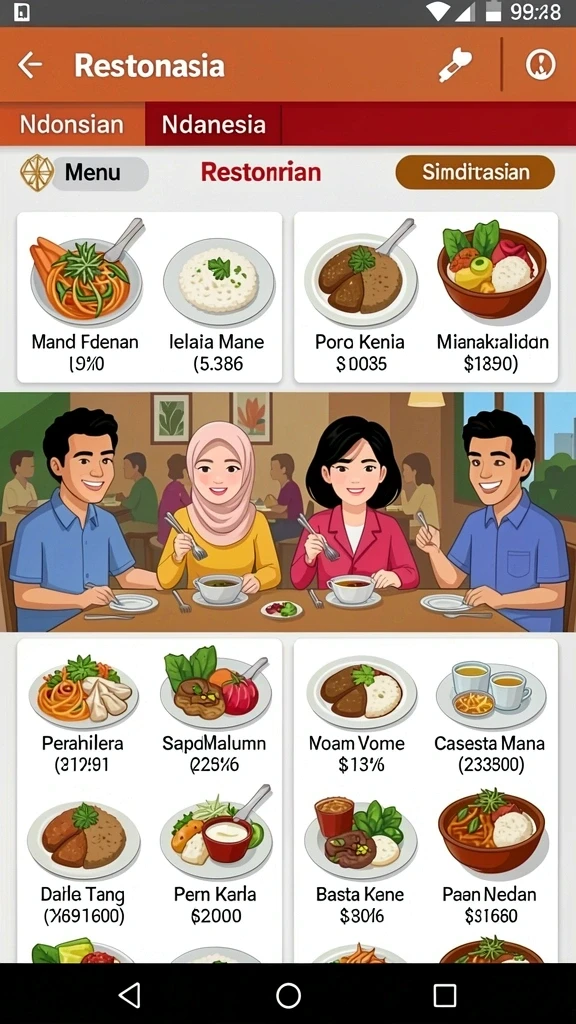 Tampilan home screen yang menarik dan user-friendly.