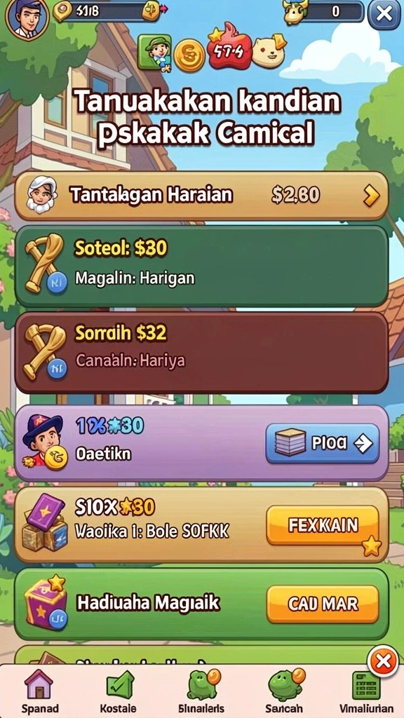 Tantangan level yang menguji kemampuan pemain.