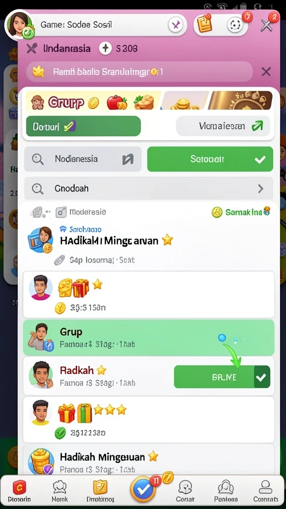 Bergabung dengan komunitas pemain dalam permainan sosial.
